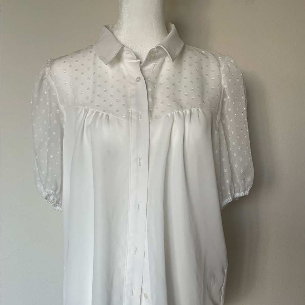 Laundry- by Shelly Sega white blouse.with puff sleeves